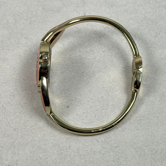 Embassy Watch Womens 29mm Flower Orange Enamel Pave Bezel Clamper New Battery - Picture 6 of 11